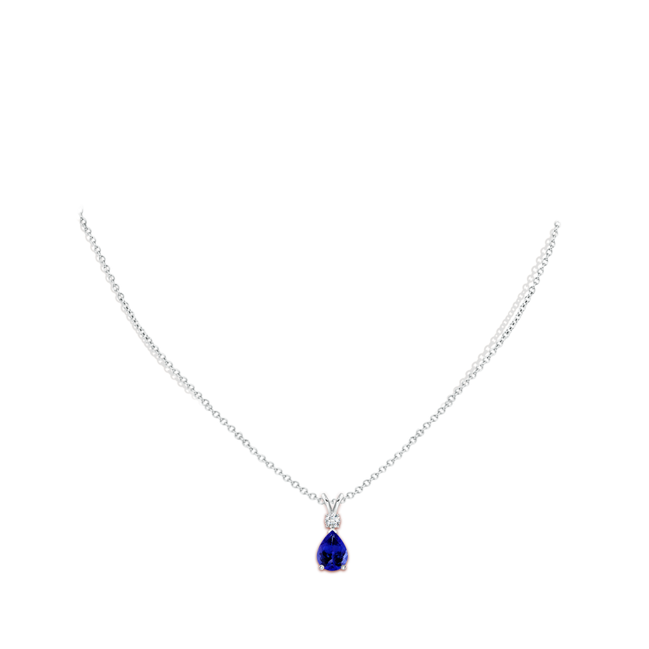 8x6mm AAAA Prong-Set Tanzanite Teardrop V-Bale Pendant with Diamond in P950 Platinum pen