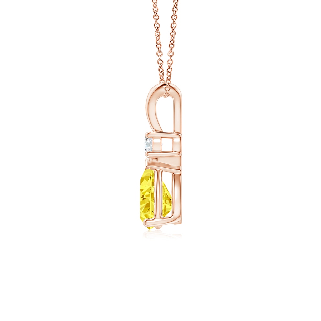 7x5mm AAAA Fancy Intense Yellow Diamond Teardrop Pendant in Rose Gold - side 199
