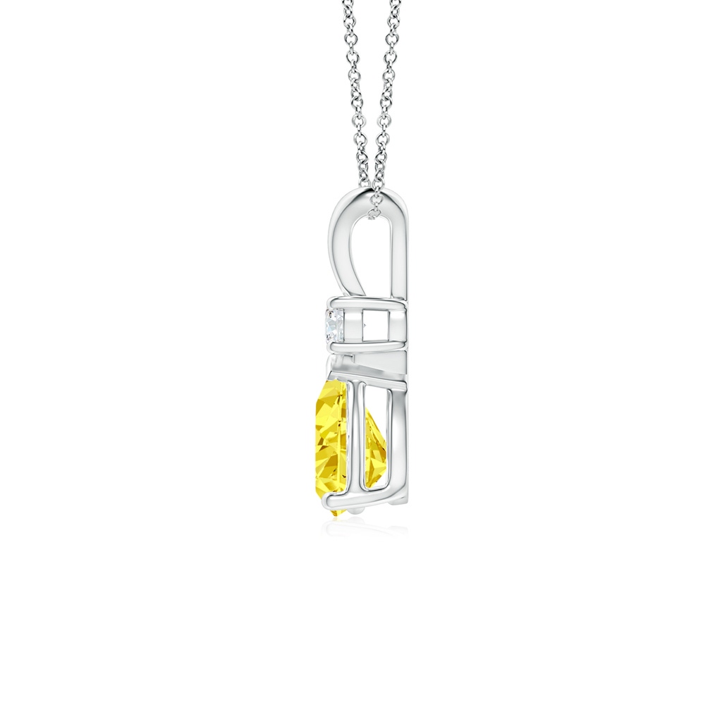 7x5mm AAAA Fancy Intense Yellow Diamond Teardrop Pendant in White Gold - side 199