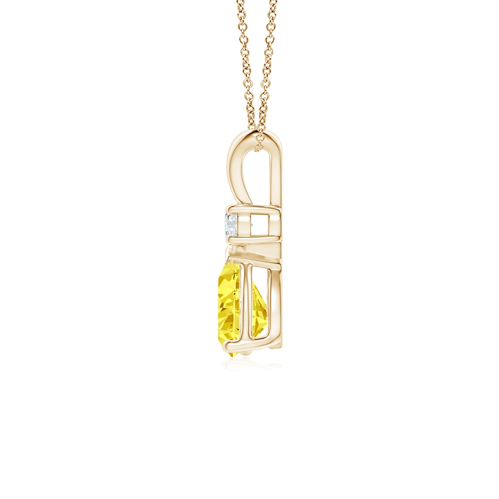 7x5mm AAAA Fancy Intense Yellow Diamond Teardrop Pendant in Yellow Gold - side 199