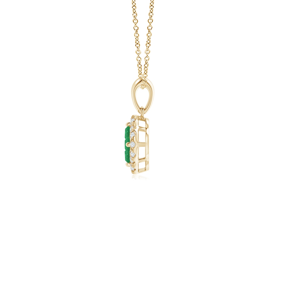 2mm A Diamond Framed Emerald Clover Pendant in Yellow Gold side 199