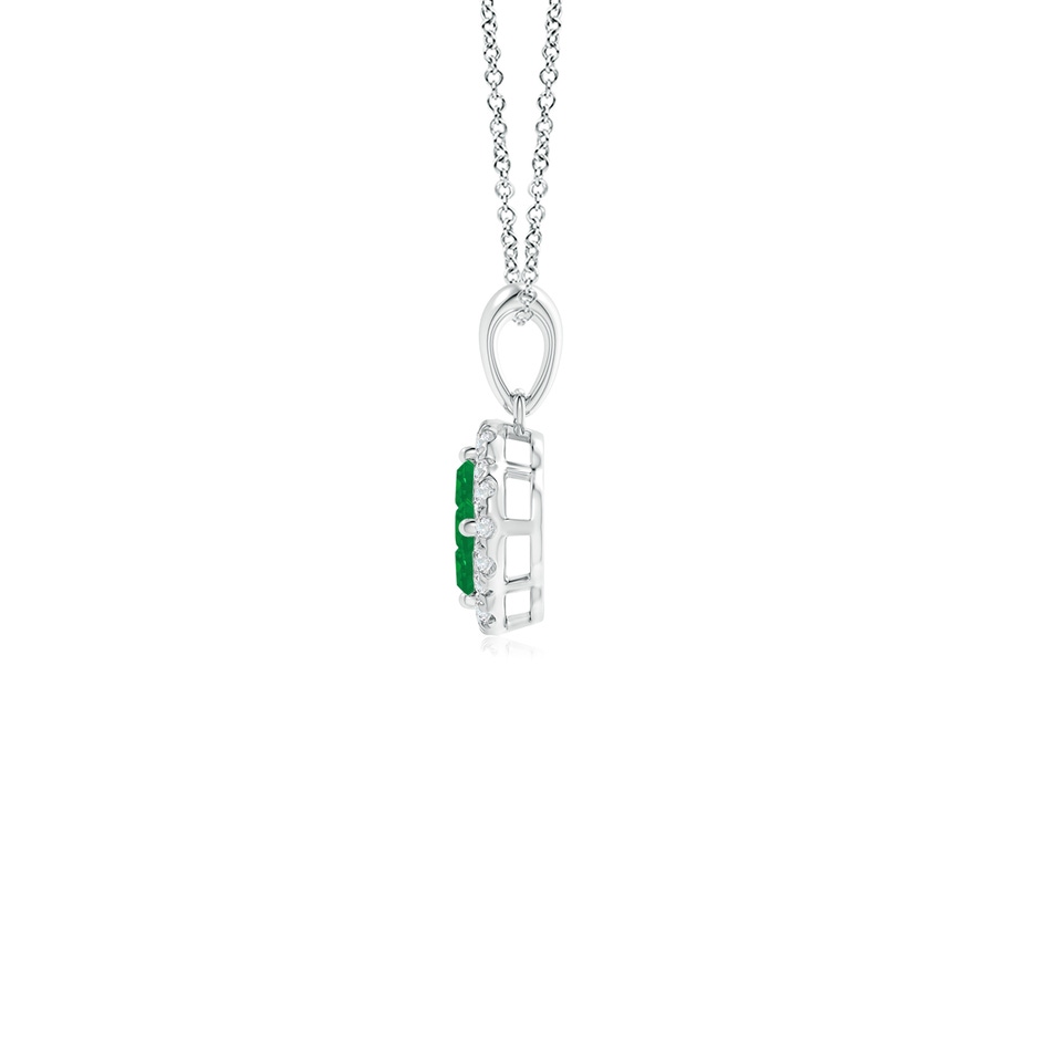 2mm AA Diamond Framed Emerald Clover Pendant in White Gold side 199