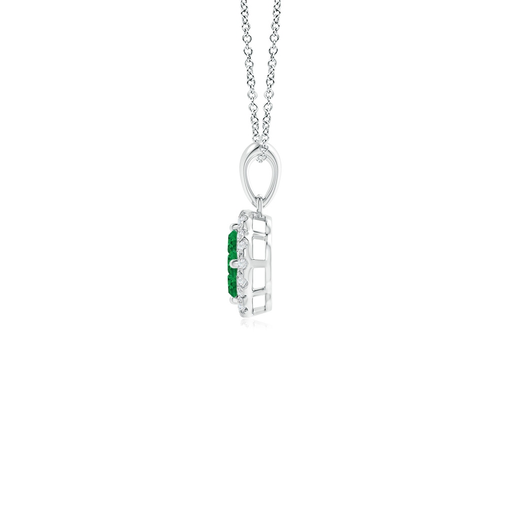 2mm AAA Diamond Framed Emerald Clover Pendant in White Gold Side 199