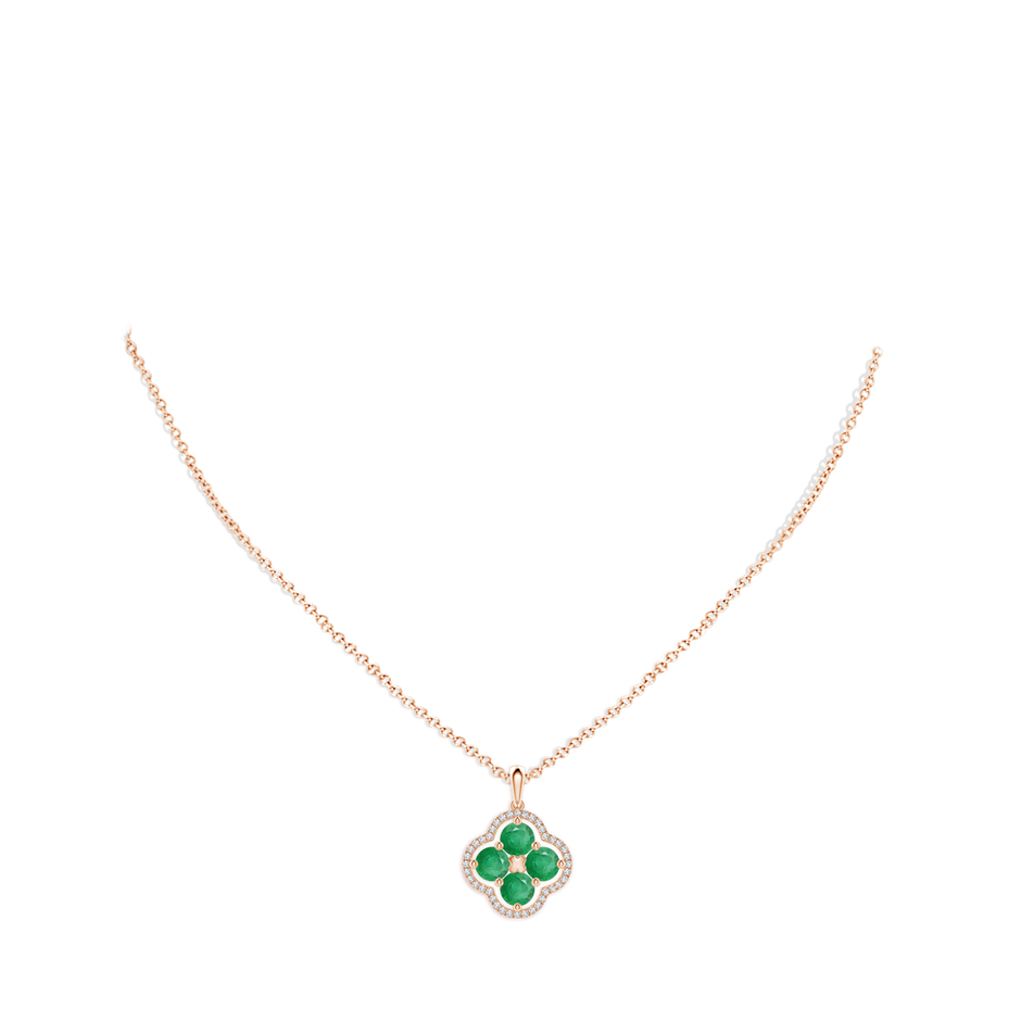 4.5mm A Diamond Framed Emerald Clover Pendant in Rose Gold pen