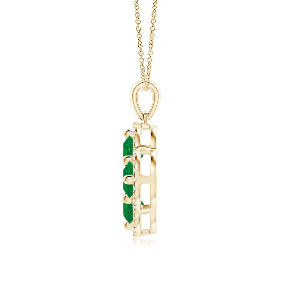 5mm AA Diamond Framed Emerald Clover Pendant in 18K Yellow Gold side 199