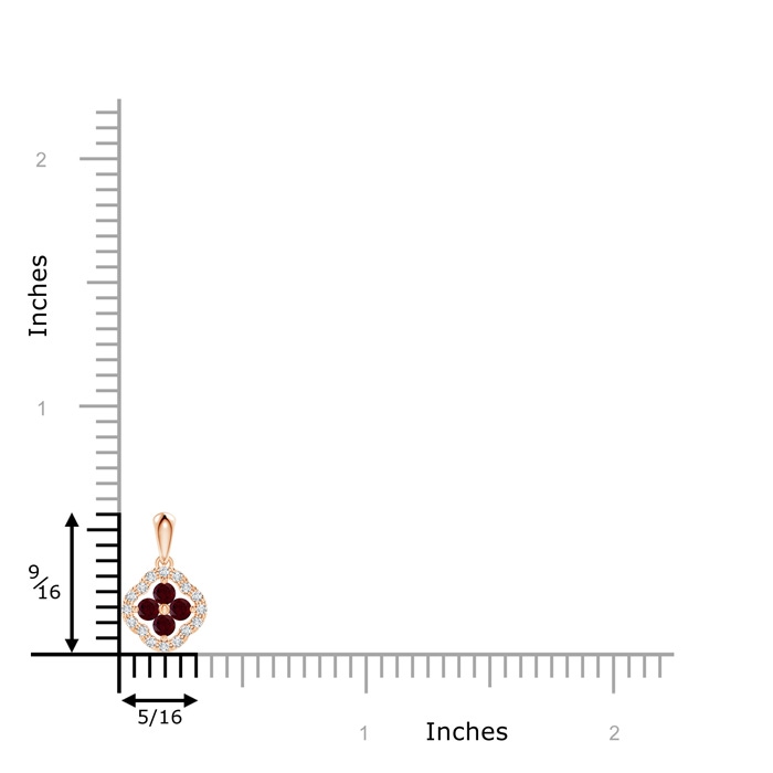 2mm A Diamond Framed Garnet Clover Pendant in 9K Rose Gold product image