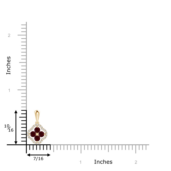 3mm A Diamond Framed Garnet Clover Pendant in Yellow Gold product image