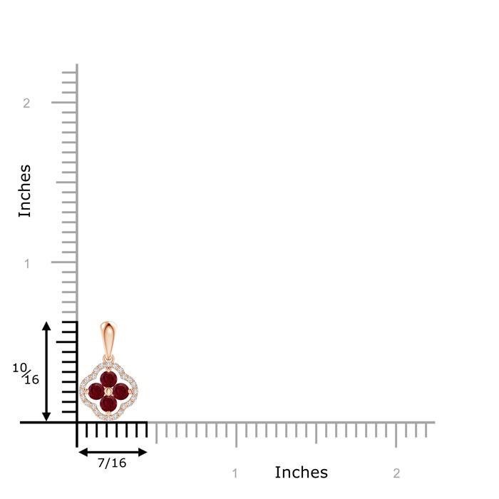 3mm AA Diamond Framed Garnet Clover Pendant in Rose Gold product image