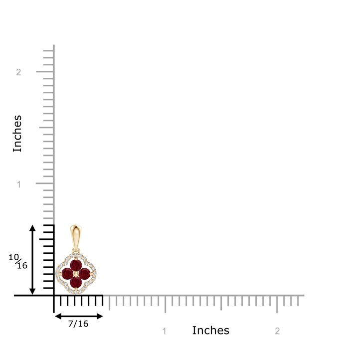 3mm AA Diamond Framed Garnet Clover Pendant in Yellow Gold product image