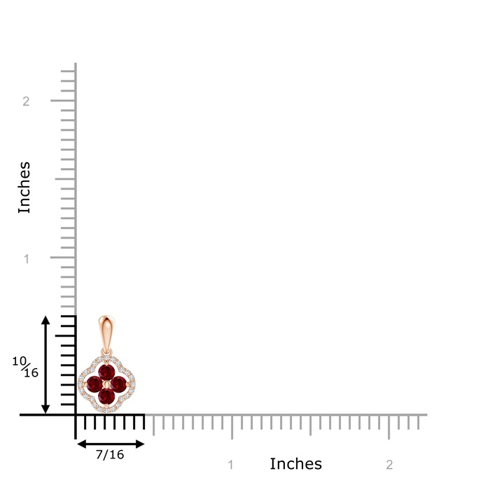 3mm AAA Diamond Framed Garnet Clover Pendant in Rose Gold product image