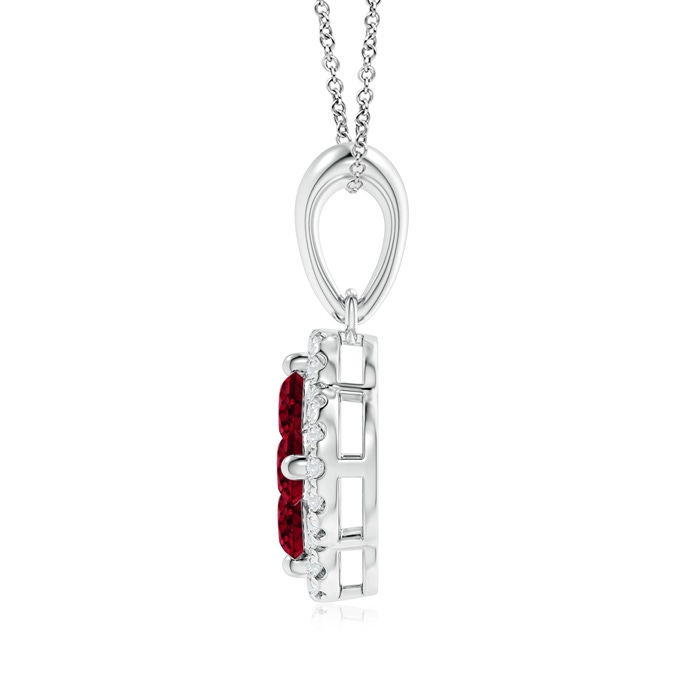 3mm AAA Diamond Framed Garnet Clover Pendant in White Gold product image