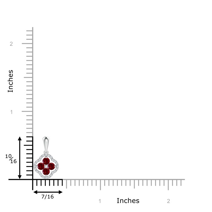 3mm AAA Diamond Framed Garnet Clover Pendant in White Gold product image