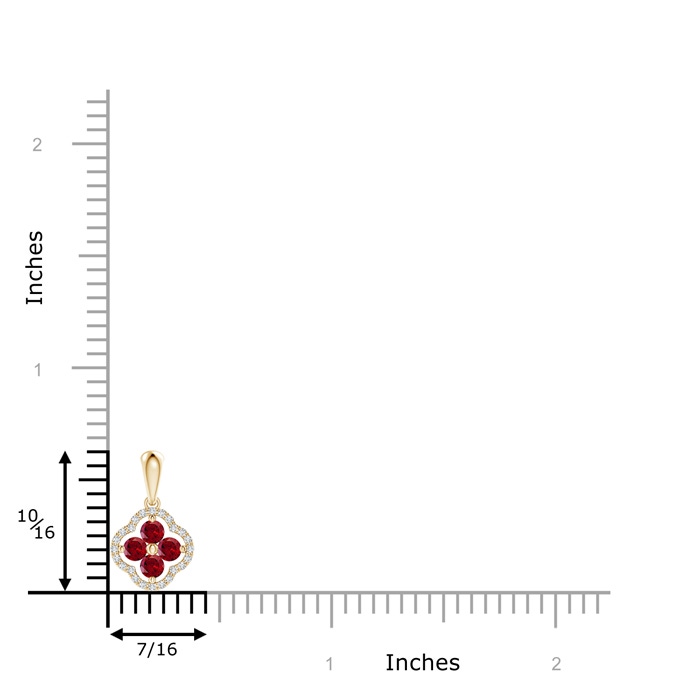 3mm AAAA Diamond Framed Garnet Clover Pendant in Yellow Gold product image