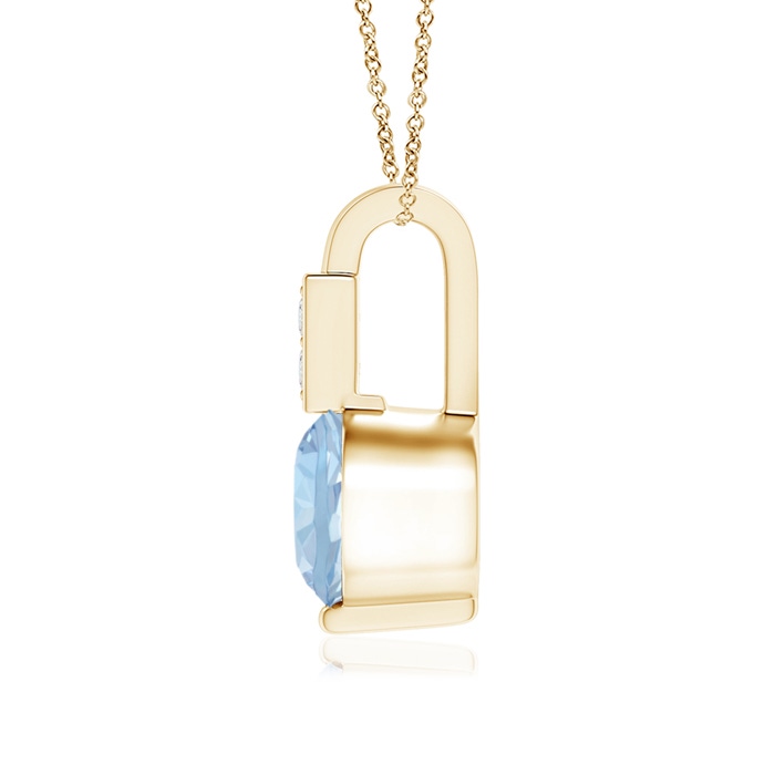 5mm AA Round Aquamarine Solitaire Pendant with Diamond Bale in Yellow Gold product image
