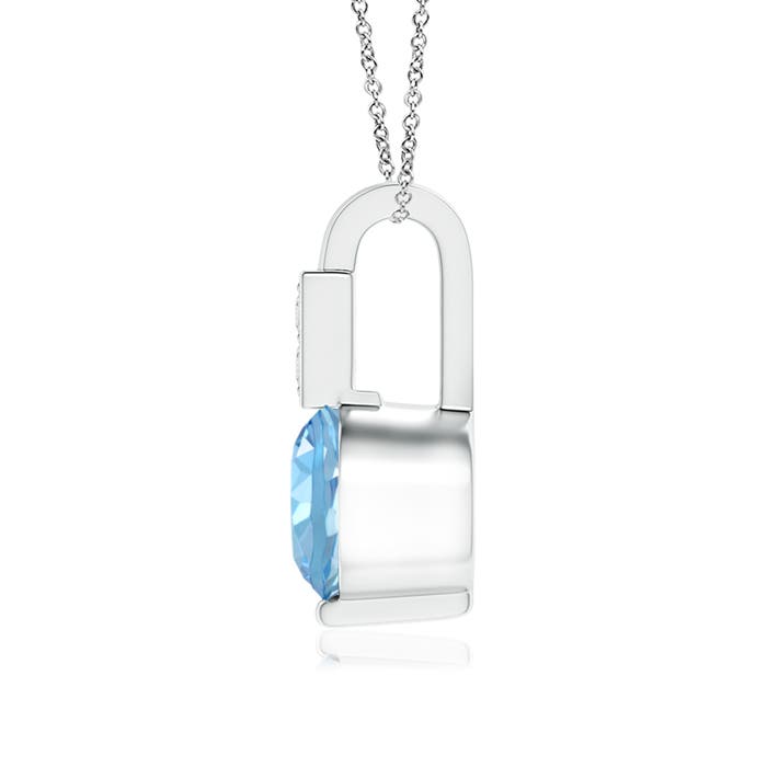5mm AAAA Round Aquamarine Solitaire Pendant with Diamond Bale in P950 Platinum - side 1