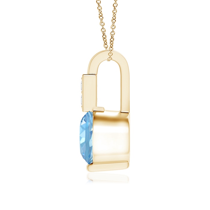 5mm AAAA Round Aquamarine Solitaire Pendant with Diamond Bale in Yellow Gold product image