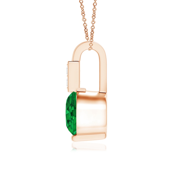 5mm AAAA Round Emerald Solitaire Pendant with Diamond Bale in Rose Gold product image