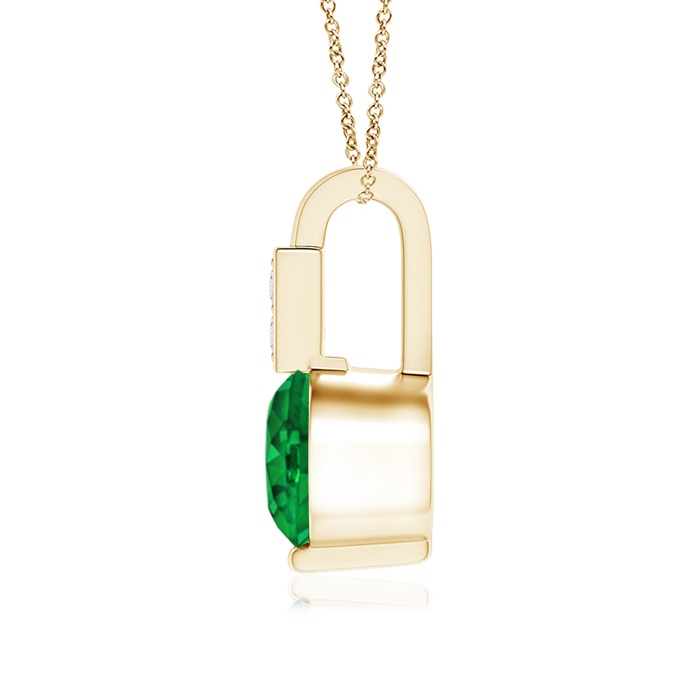 5mm AAAA Round Emerald Solitaire Pendant with Diamond Bale in Yellow Gold Product Image