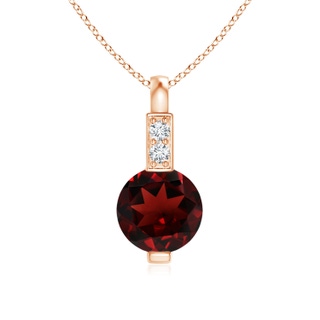 5mm AAA Round Garnet Solitaire Pendant with Diamond Bale in Rose Gold