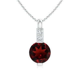 5mm AAA Round Garnet Solitaire Pendant with Diamond Bale in White Gold