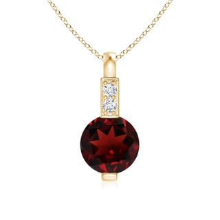 5mm AAA Round Garnet Solitaire Pendant with Diamond Bale in Yellow Gold