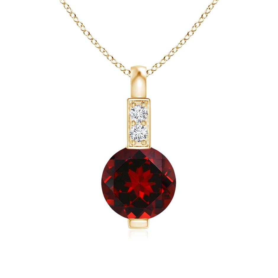 5mm AAAA Round Garnet Solitaire Pendant with Diamond Bale in Yellow Gold 