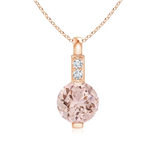 5mm AAA Round Morganite Solitaire Pendant with Diamond Bale in Rose Gold