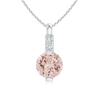 5mm AAA Round Morganite Solitaire Pendant with Diamond Bale in White Gold