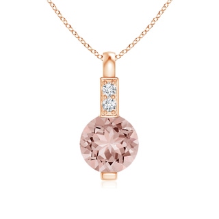 5mm AAAA Round Morganite Solitaire Pendant with Diamond Bale in Rose Gold