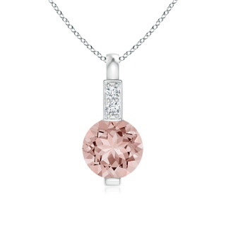 5mm AAAA Round Morganite Solitaire Pendant with Diamond Bale in White Gold