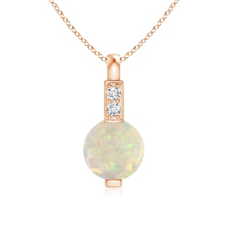 5mm AAA Round Opal Solitaire Pendant with Diamond Bale in Rose Gold