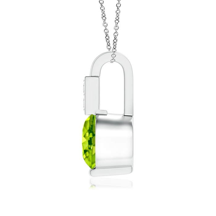 5mm AAA Round Peridot Solitaire Pendant with Diamond Bale in White Gold product image