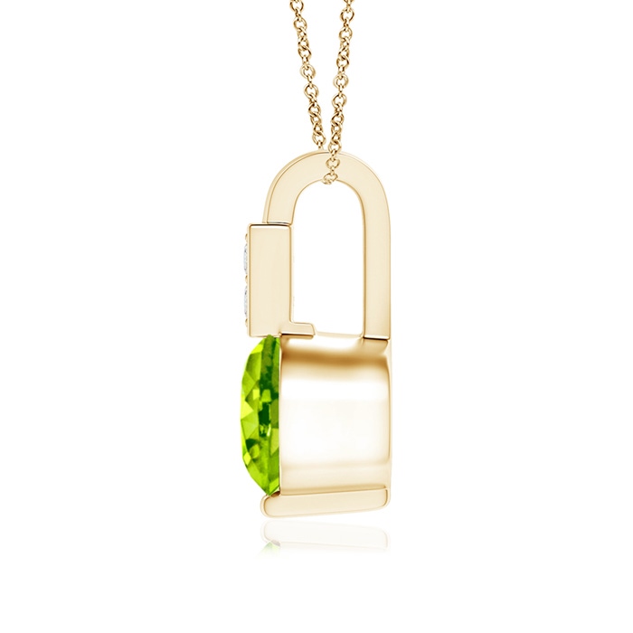 5mm AAA Round Peridot Solitaire Pendant with Diamond Bale in Yellow Gold Product Image