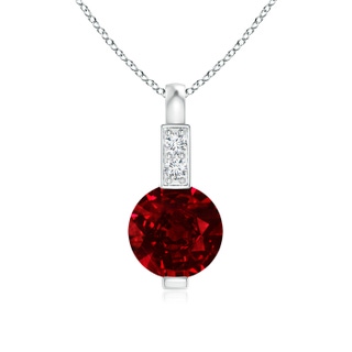 5mm AAAA Round Ruby Solitaire Pendant with Diamond Bale in P950 Platinum