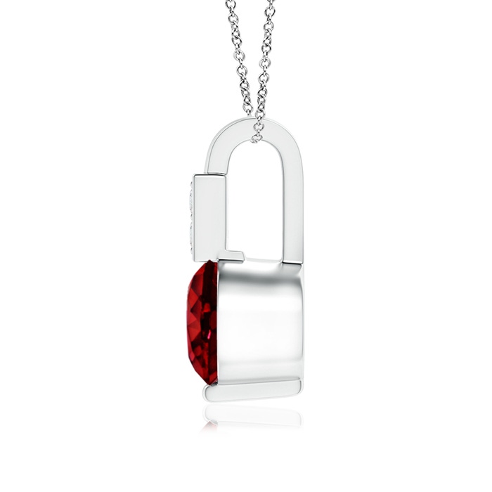 5mm AAAA Round Ruby Solitaire Pendant with Diamond Bale in S999 Silver Product Image