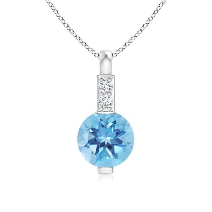 A - Swiss Blue Topaz / 0.61 CT / 14 KT White Gold