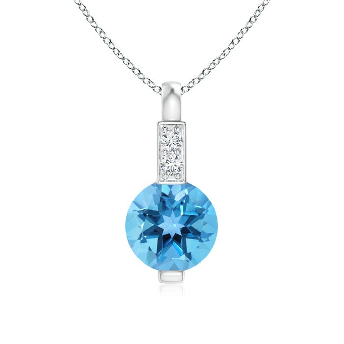 AA - Swiss Blue Topaz / 0.61 CT / 14 KT White Gold