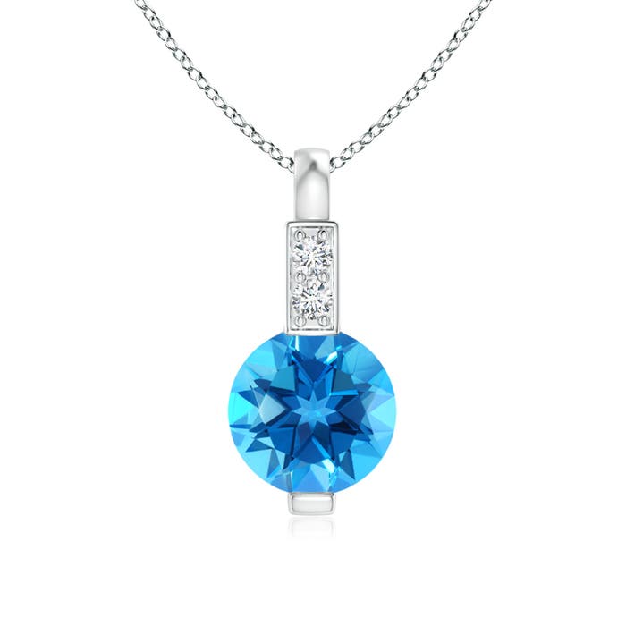 AAAA - Swiss Blue Topaz / 0.61 CT / 14 KT White Gold