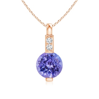 5mm AAA Round Tanzanite Solitaire Pendant with Diamond Bale in Rose Gold
