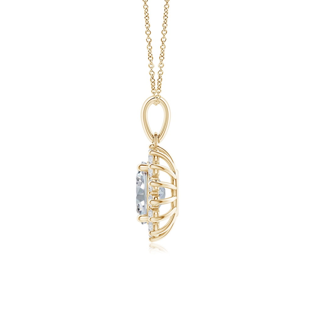 8x6mm HSI2 Oval Diamond Pendant with Floral Halo in Yellow Gold Side 199