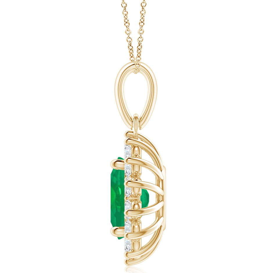 12x10mm AA Oval Emerald Pendant with Floral Diamond Halo in Yellow Gold side 199