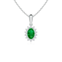 Halo White Gold Emerald Necklaces & Pendants