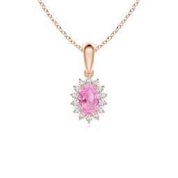 Oval Pink Sapphire Halo Necklaces & Pendants