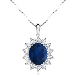 12x10mm AA Oval Sapphire Pendant with Floral Diamond Halo in P950 Platinum