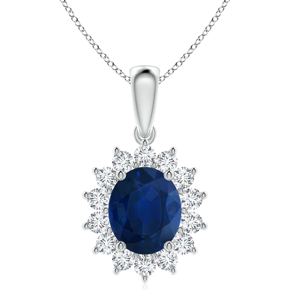 12x10mm AA Oval Sapphire Pendant with Floral Diamond Halo in P950 Platinum 