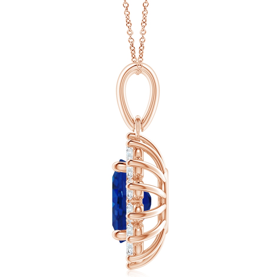 12x10mm AAA Oval Sapphire Pendant with Floral Diamond Halo in Rose Gold side 199