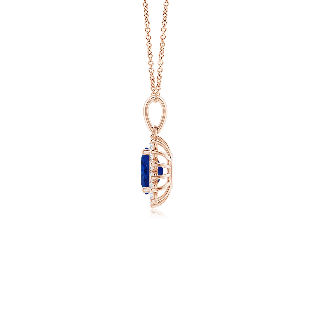 6x4mm AAA Oval Sapphire Pendant with Floral Diamond Halo in 10K Rose Gold Side 199