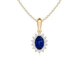 Halo Yellow Gold Blue Sapphire Necklaces & Pendants