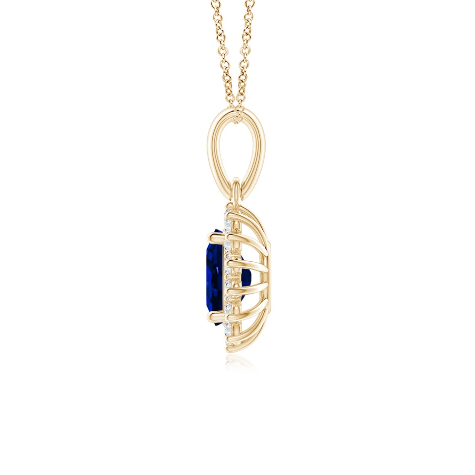 7x5mm AAAA Oval Sapphire Pendant with Floral Diamond Halo in Yellow Gold side 199