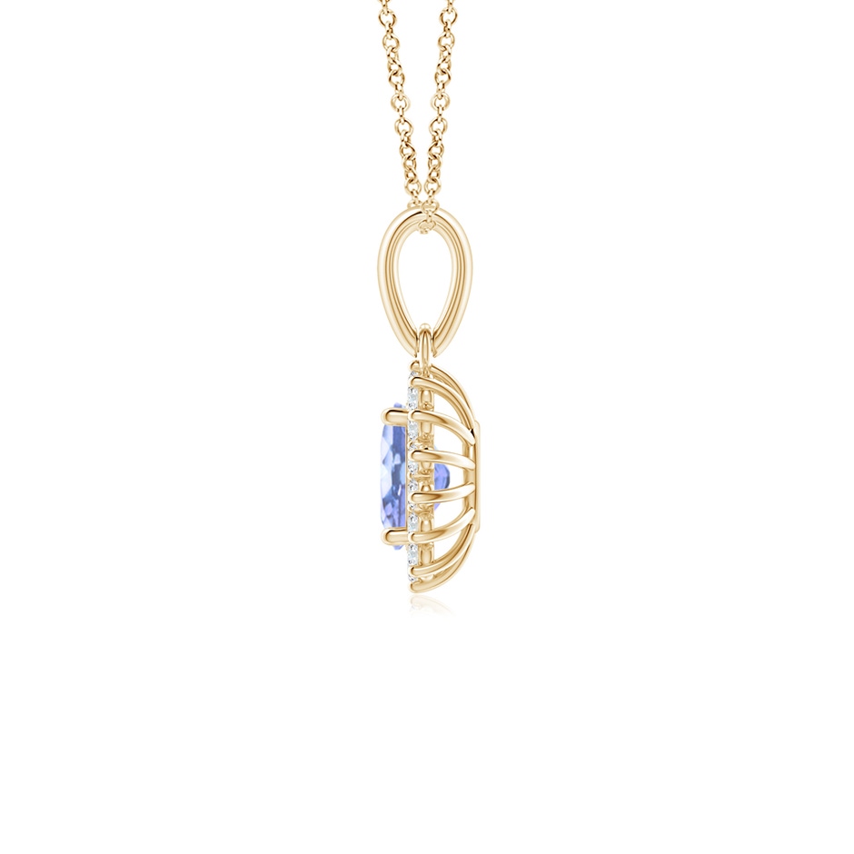 6x4mm A Oval Tanzanite Pendant with Floral Diamond Halo in Yellow Gold side 199